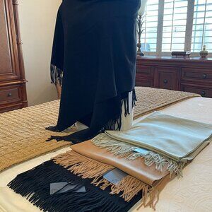 Chenille Shengtang Wrap/Scarf with Tassel, Camel
